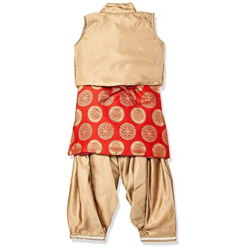 Aarika Girl's Silk Salwar Suit Set (Pt-18306_Red-Gold_32)