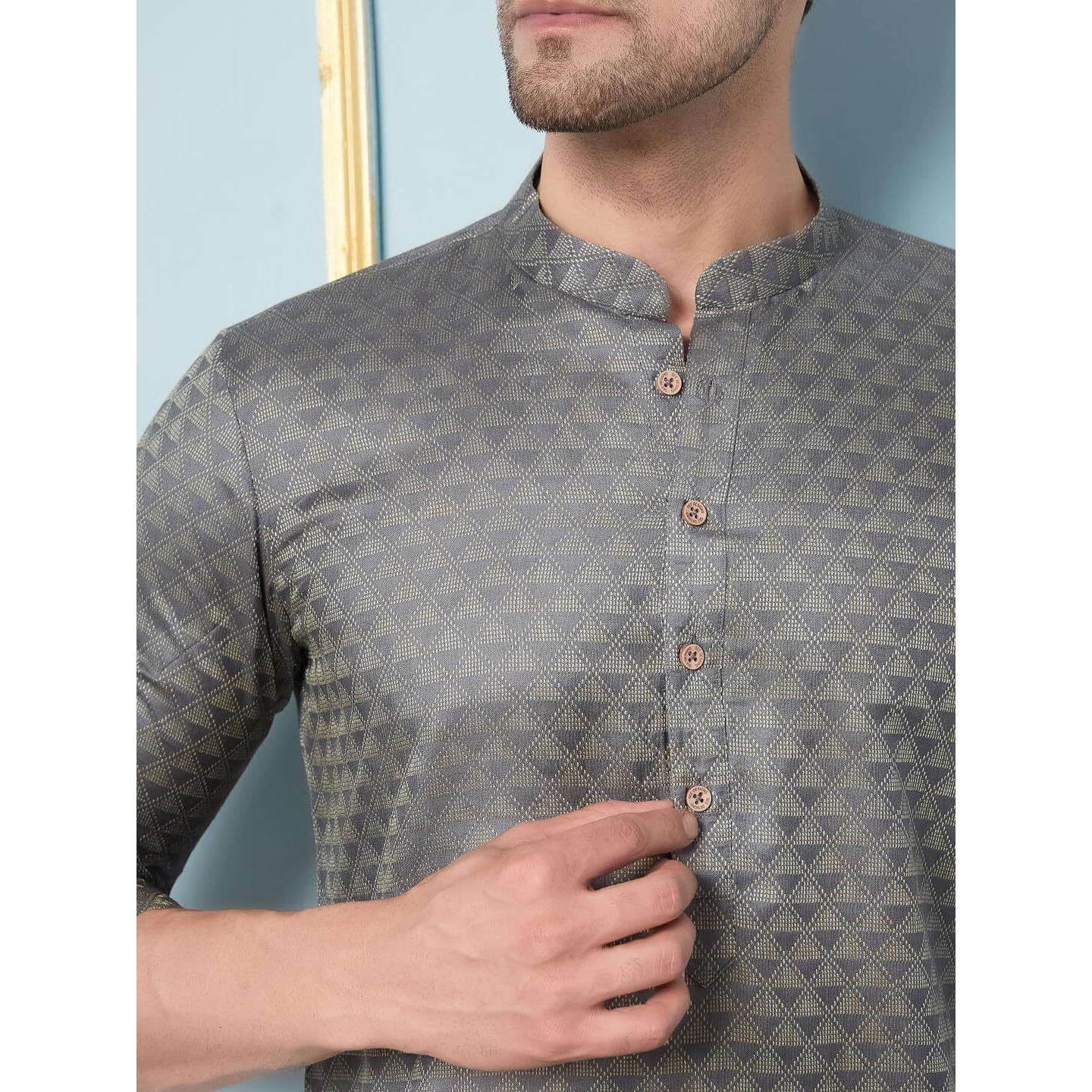 See Designs Charcoal Regular Fit Self Pattern Kurta_Sdskt1216L