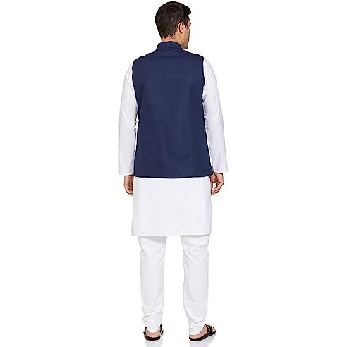 Be Active Men's Solid Linen Blend Kurta Pyjama 3 Piece Set || Men Kurta Pajama With Modi Jacket || Kurta Pajama Nehru Jacket For Men (C-Rfkt0001-1-Set-L)