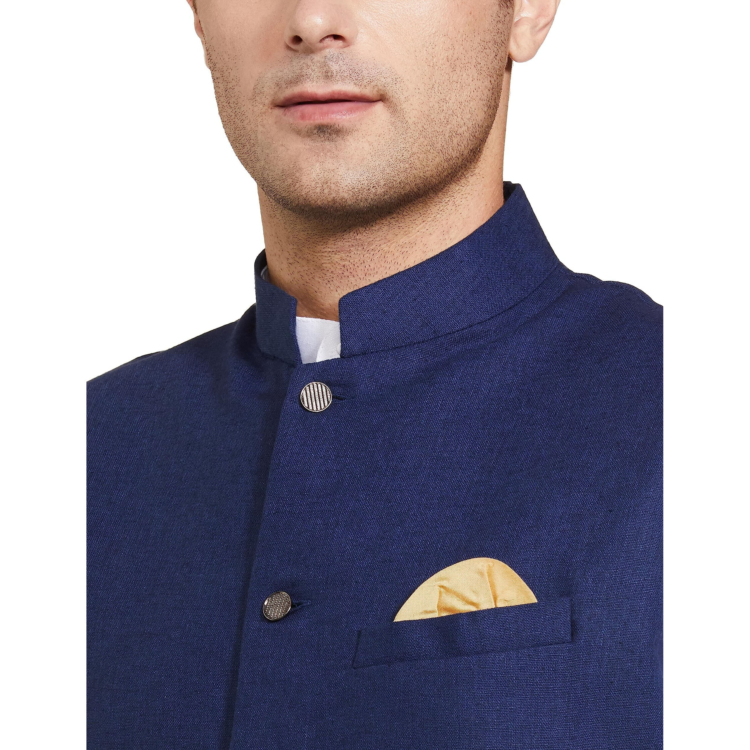 Be Active Men's Solid Linen Blend Kurta Pyjama 3 Piece Set || Men Kurta Pajama With Modi Jacket || Kurta Pajama Nehru Jacket For Men (C-Rfkt0001-1-Set-L)