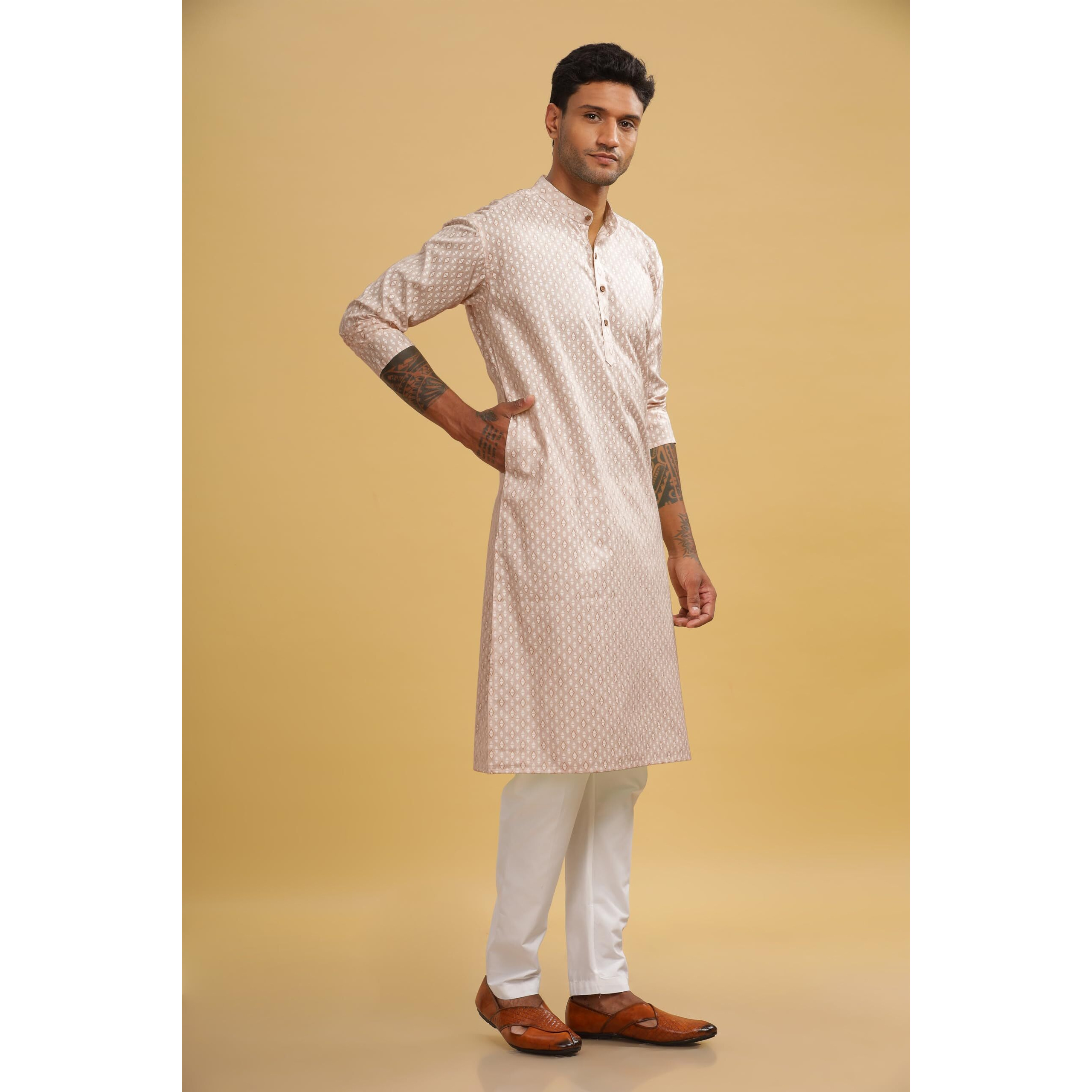 Be Active Men's Cotton Regular Kurta (C-399-4_Brown