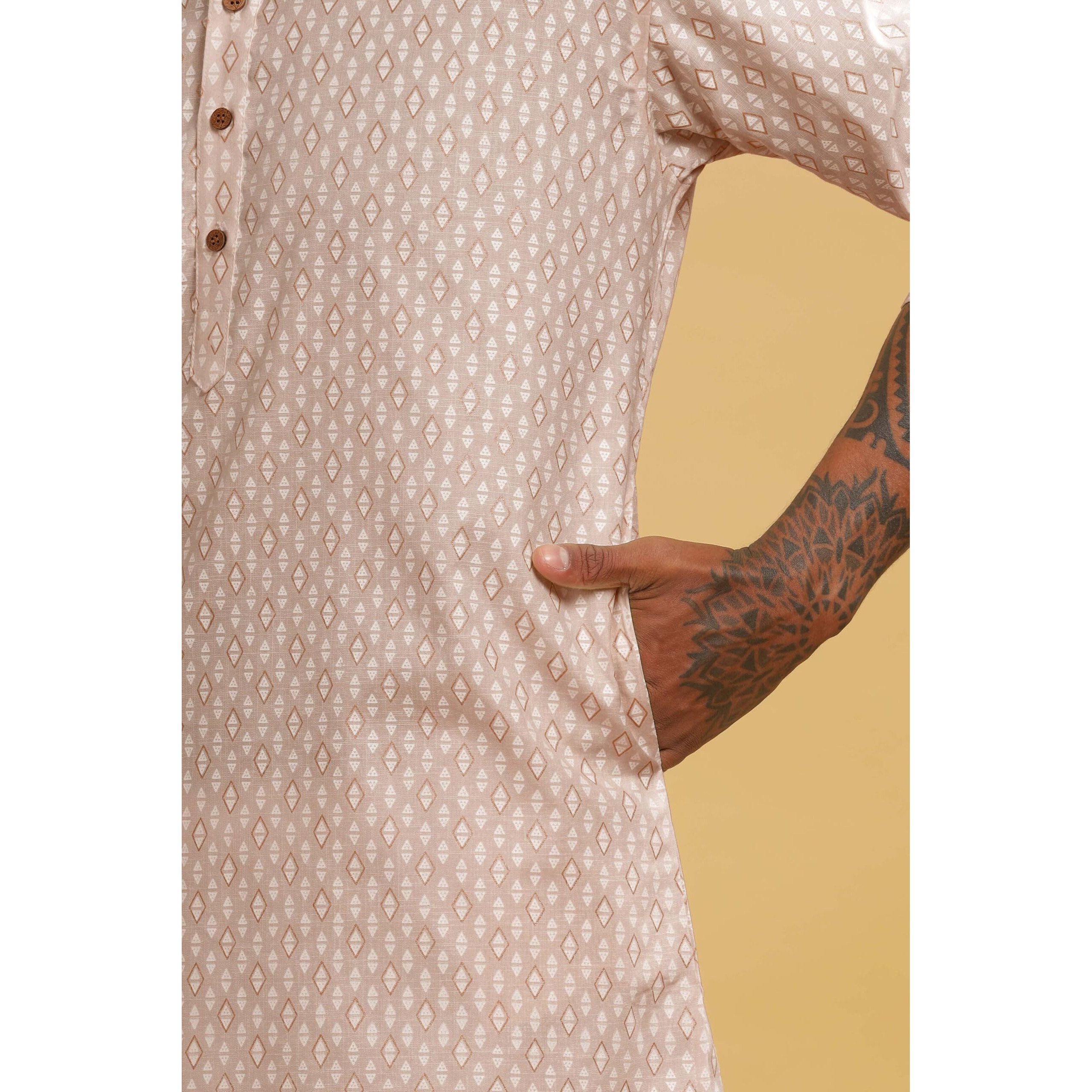 Be Active Men's Cotton Regular Kurta (C-399-4_Brown