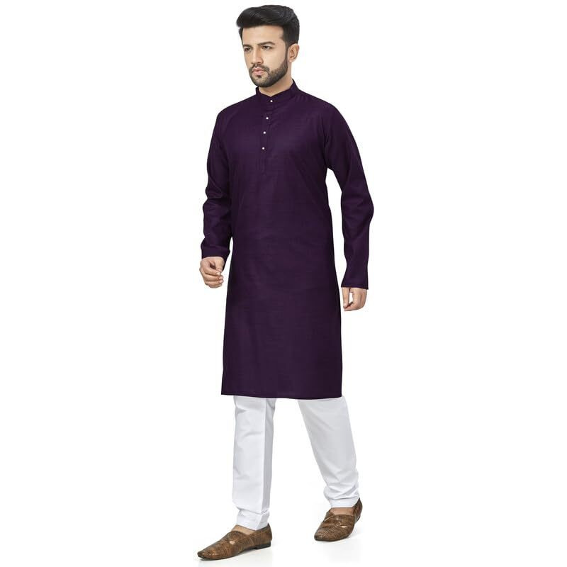 Be Active Men's Traditional Solid Full Sleeves Kurta || Cotton Kurta For Men || Men Kurta For Wedding || Kurta For Men (N-Rfsk0001 10 Kr Xxl) Wine