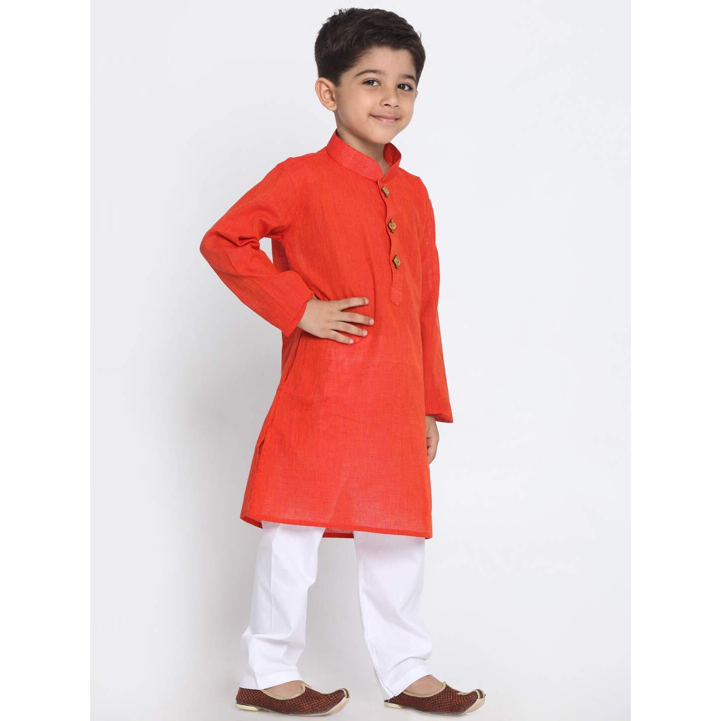 Jbn Creation Boys Pure Cotton Red And White Kurta Pyjama Set - Ethnic Elegance For Festivals | Comfortable Traditional Pure South Handloom Cotton Kurta Pyjama For Kids_Jbnbk070Rdnpwh_32L