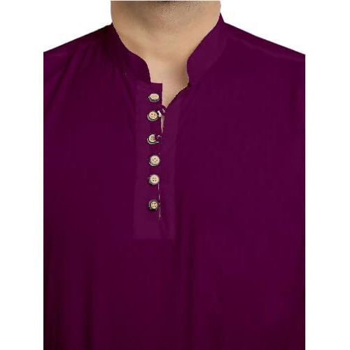 Lookmark Men's Pure Cotton Solid Color Short Kurta Suitable For All Indian Wedding, Occasions, And Festivals (Az-Lm-Og-Kurta 08 Purple-M)