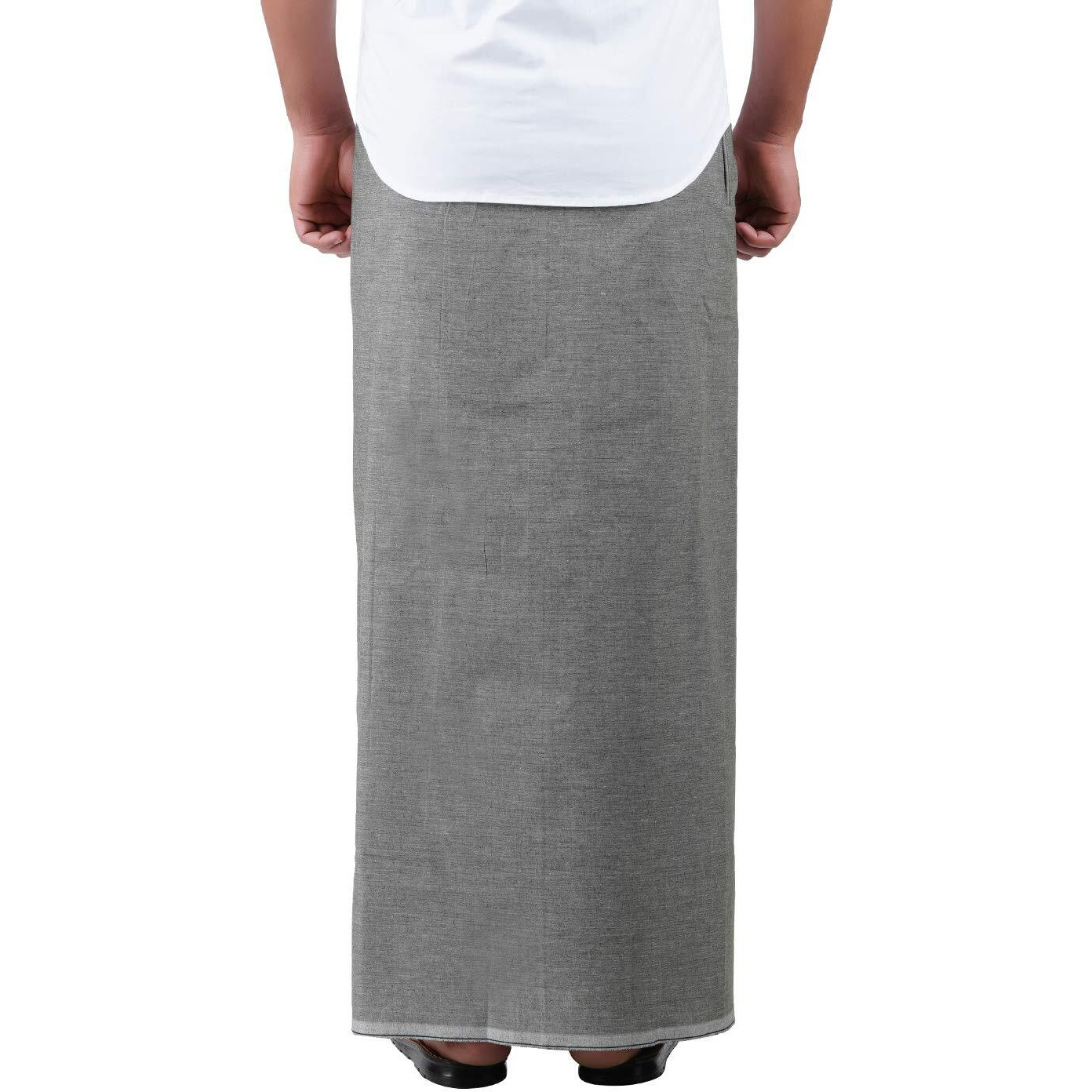 Prakasam Cotton Mens Premium Kfc Plain Welcro Pocket Dhoti (Kfc-Pln-Ash)