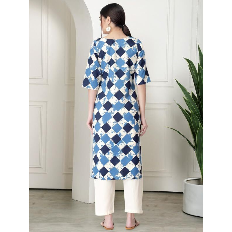 Pinkmint Women's Crepe Printed Kurta Pant Straight Kurta Set For Women(Pack Of 3)