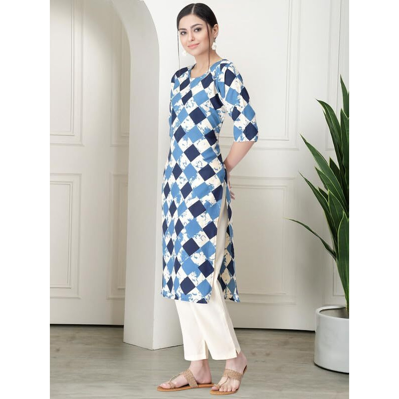 Pinkmint Women's Crepe Printed Kurta Pant Straight Kurta Set For Women(Pack Of 3)