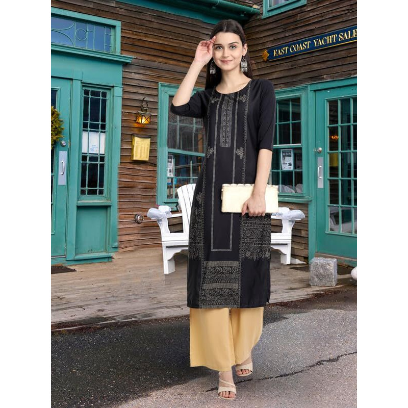 Pinkmint Women's Printed Kurti For Women's Round Neck Straight Kurti For Women (Pack Of 5)