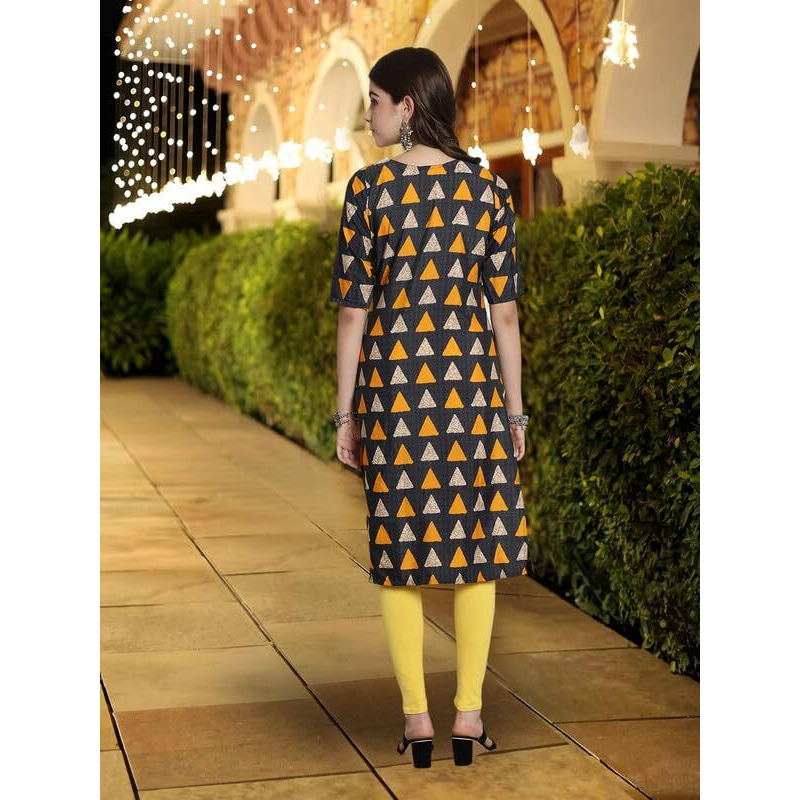 Pinkmint Women's Crepe Kurti Round Neck Straight Kurti For Women Comfortable Kurti Regular Wear Kurti For Women's (Pack Of 6)