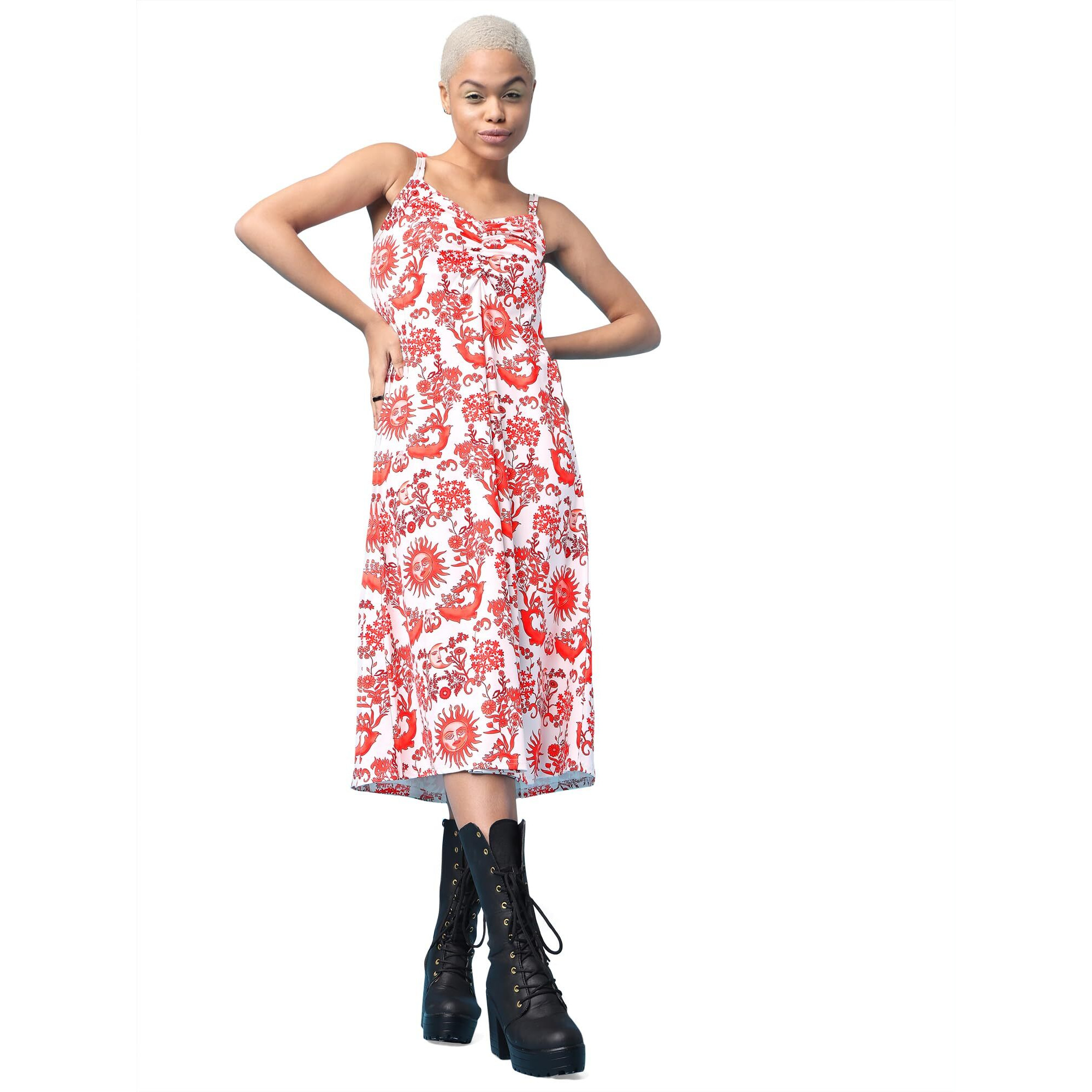 Purvaja Womens Fit & Flare Knee Length Dress (Wini-062-Sun_Orange_Xx-Large)