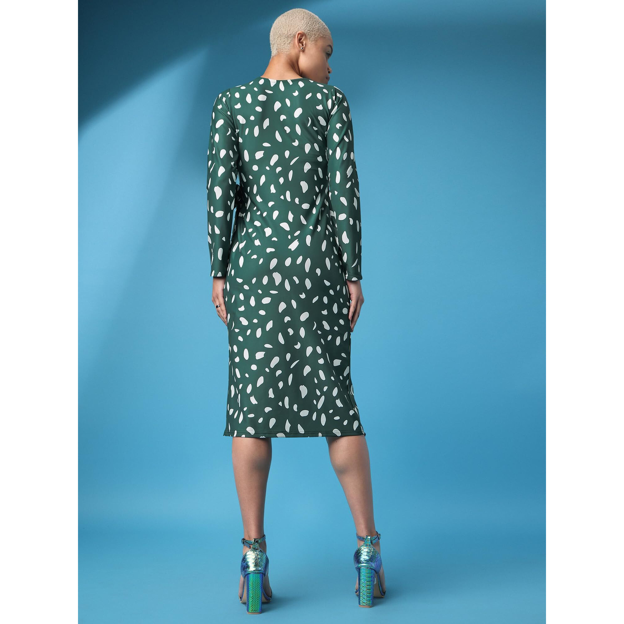 Purvaja Womens Warp Midi Length Dress (Wini-092-Salt_Green_Large)