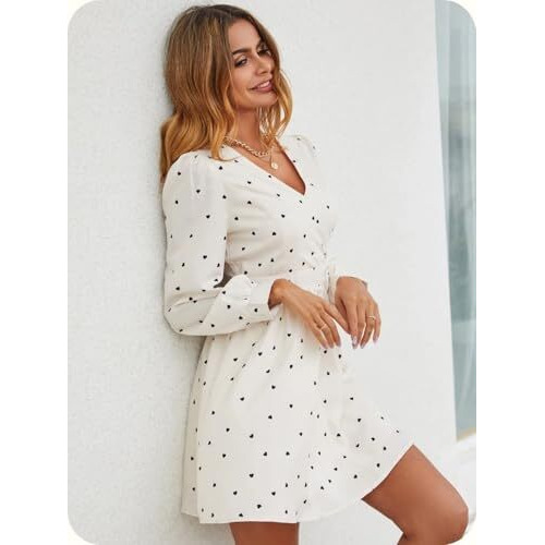 Greciilooks Western Dresses For Women | A-Line Above Knee-Length Dress | Western Dress For Women| Short Dress (Large, White)