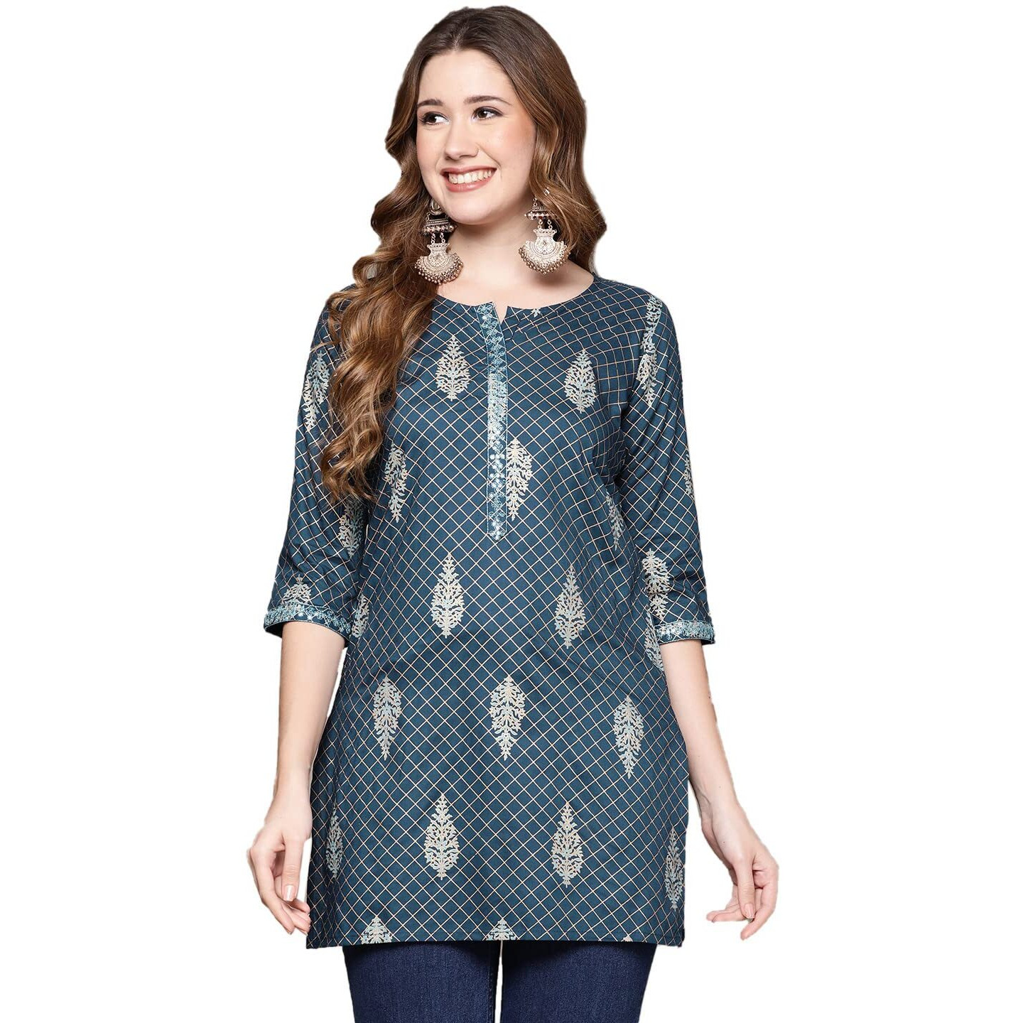 Anubhutee Women's Navy Blue Printed Tunic
