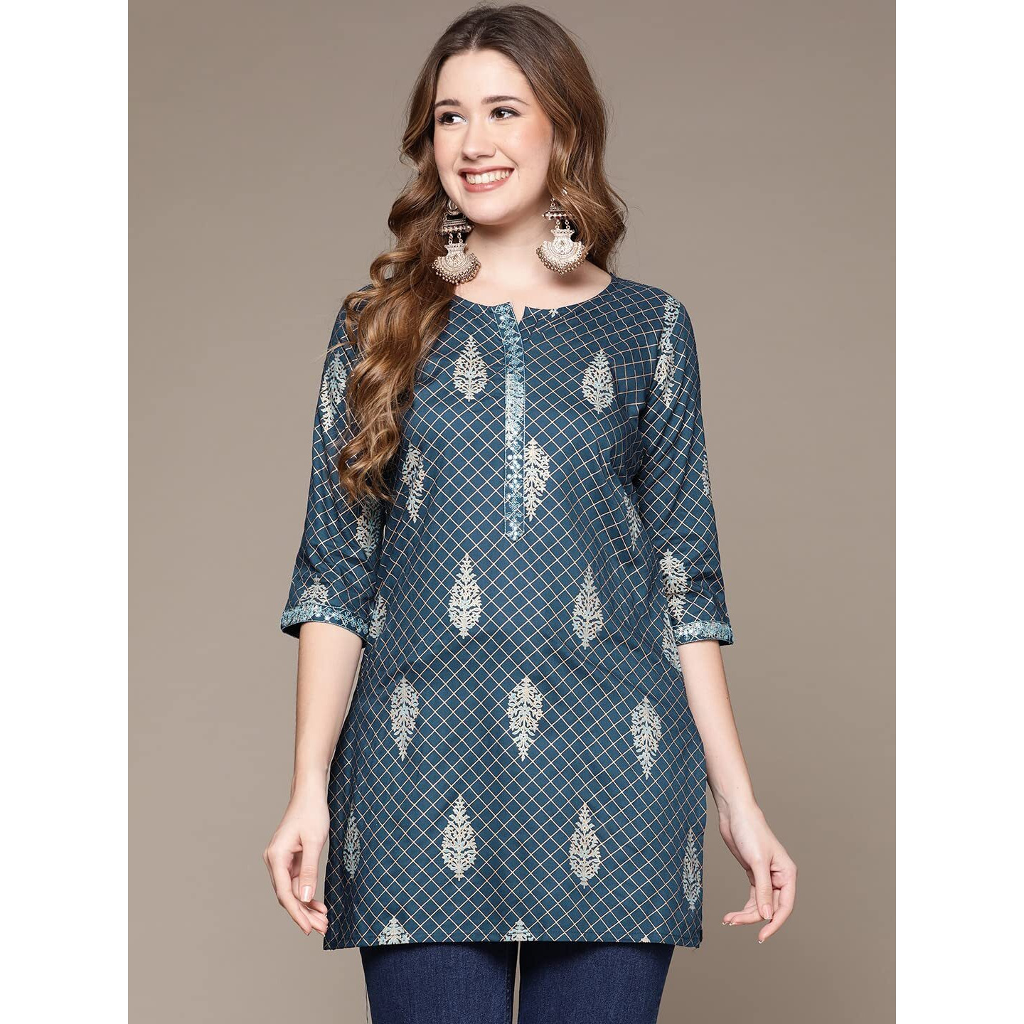Anubhutee Women's Navy Blue Printed Tunic