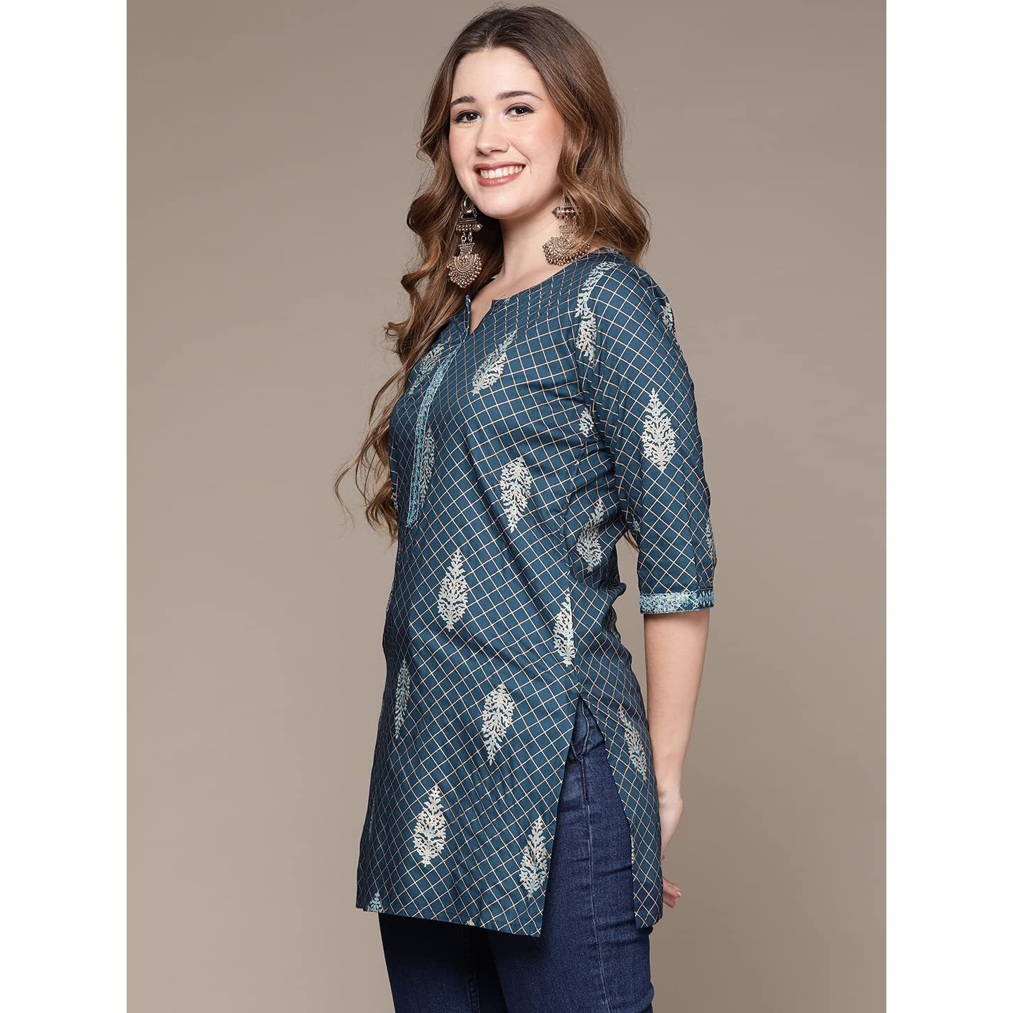 Anubhutee Women's Navy Blue Printed Tunic