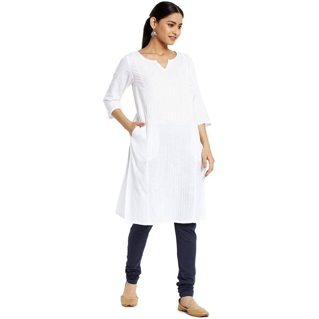 Fabindia Women Blend Drawstring Churidar Cotton_Xs Blue