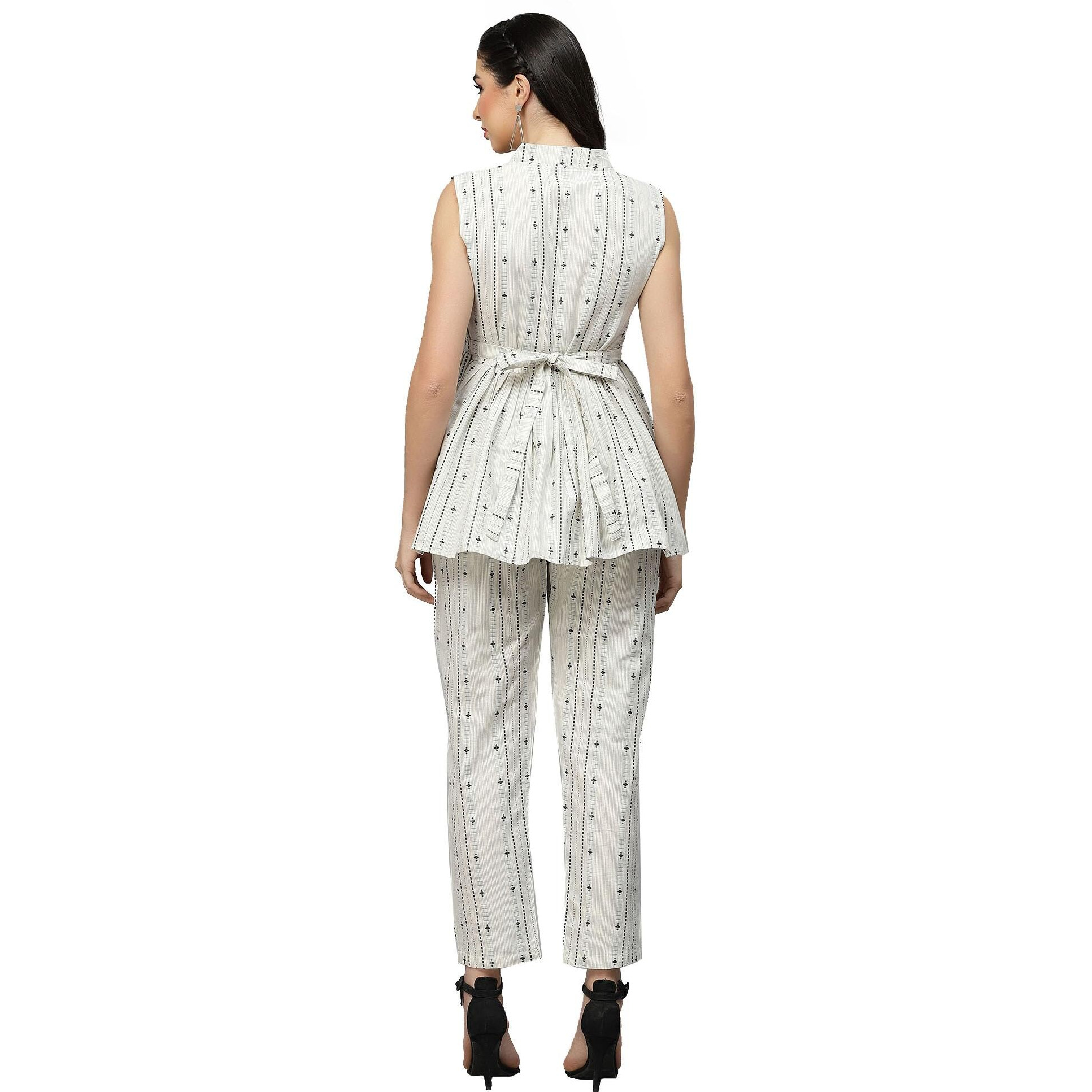 Stylum Women's Woven Design Cotton Blend Co-Ord Set (Loku44_Off White, Xxl)