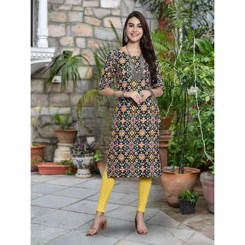 Pinkmint Festival Wear Printed Crepe Kurti's For Women's Ll Ethnic Kurti Ll Comfortable Kurti (Pack Of 6)