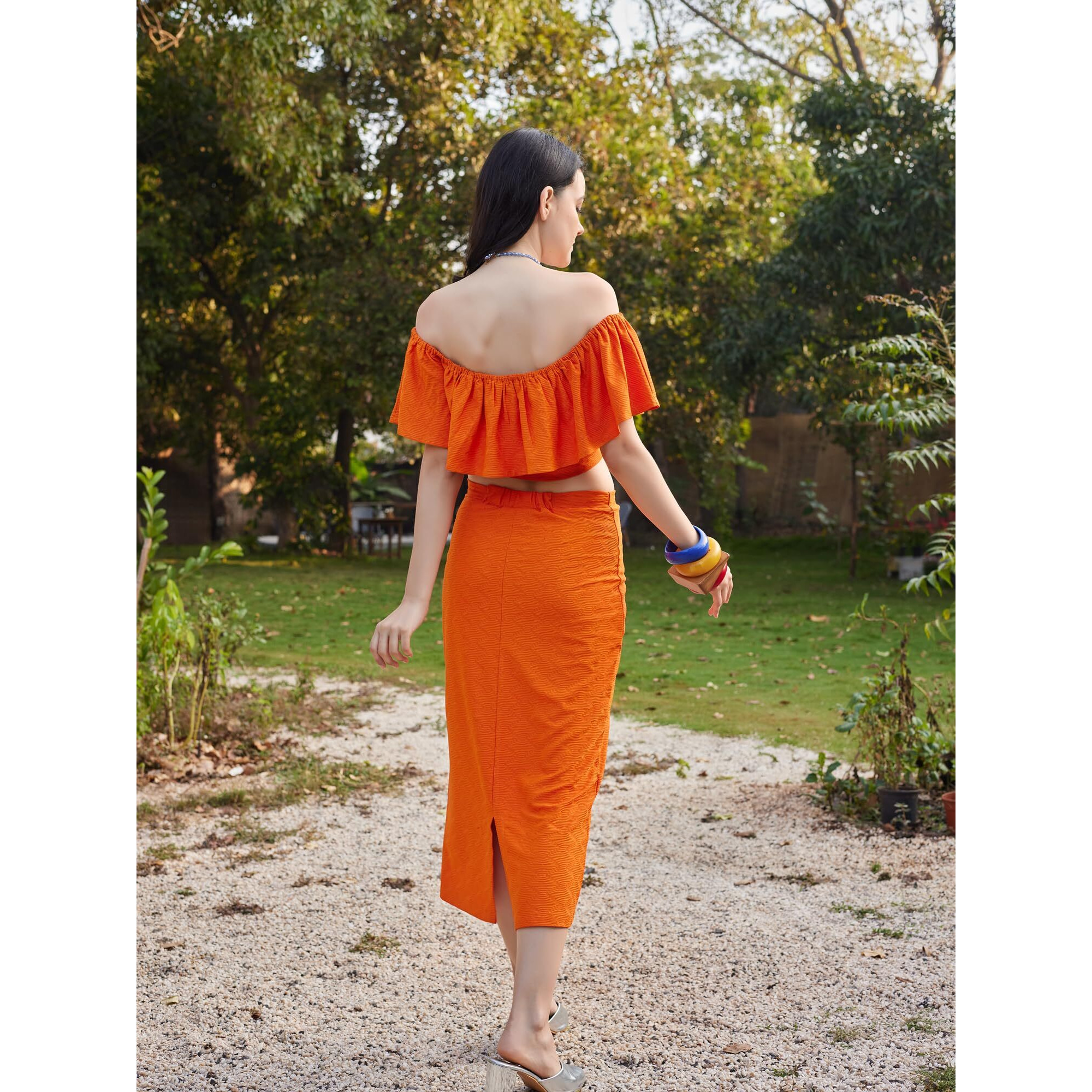 Purvaja Womens Midi Co-Ords (Luna-021-Orange_Orange_Medium)