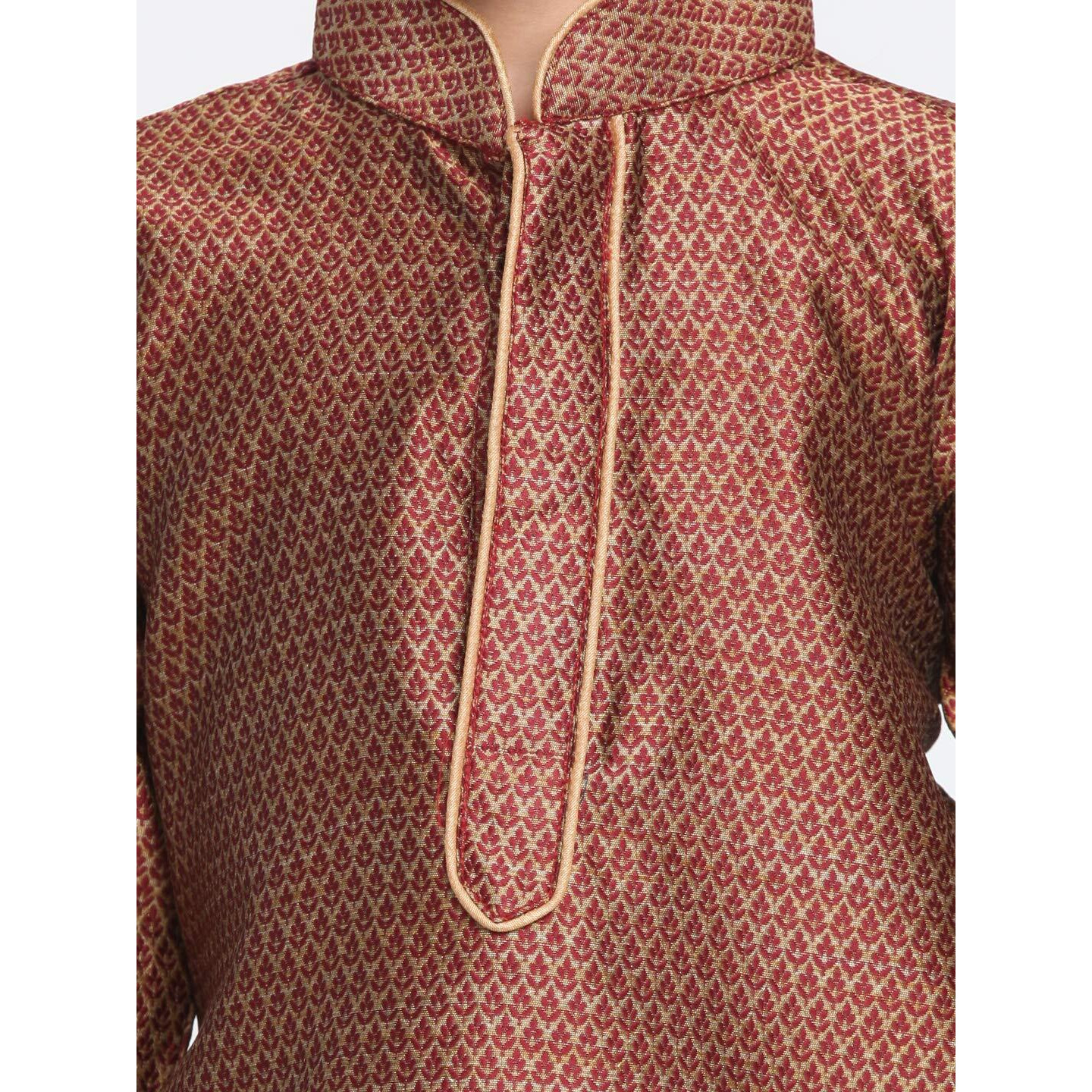 Jbn Creation Boys' Maroon And Rose Gold Silk Blend Kurta And Pyjama Set_Vasbk047Manprg_24