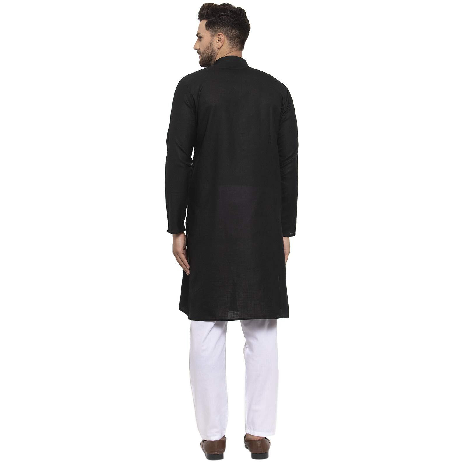 Jompers Men's Cotton Kurta Payjama Set. (Black,L)