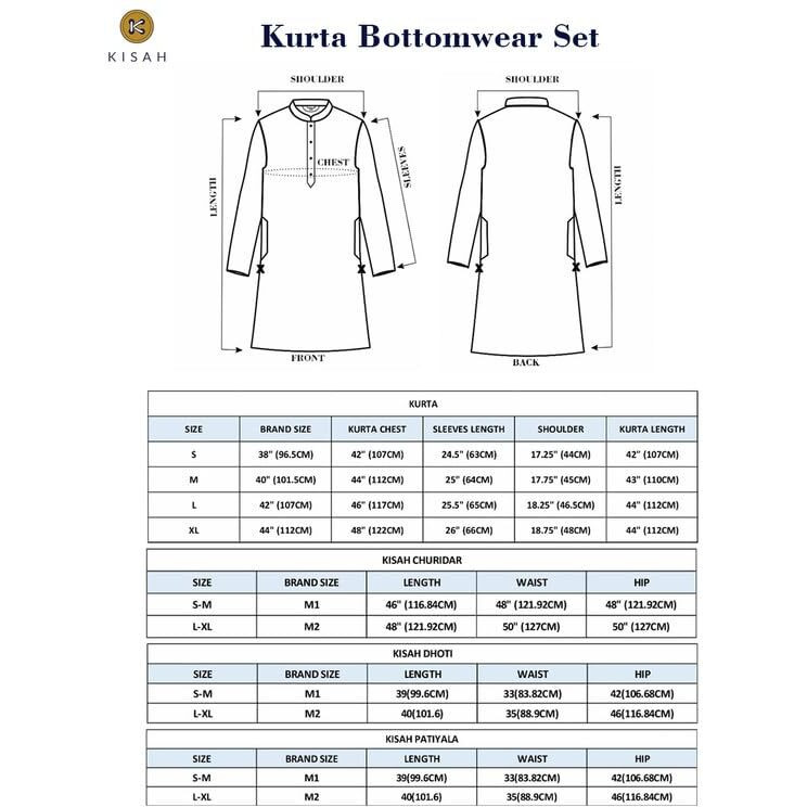 Kisah Men's Kurta Churidar Set, Black Pure Cotton, Embroidered Mandarin Collar Regular Fit Long Sleeves (L)