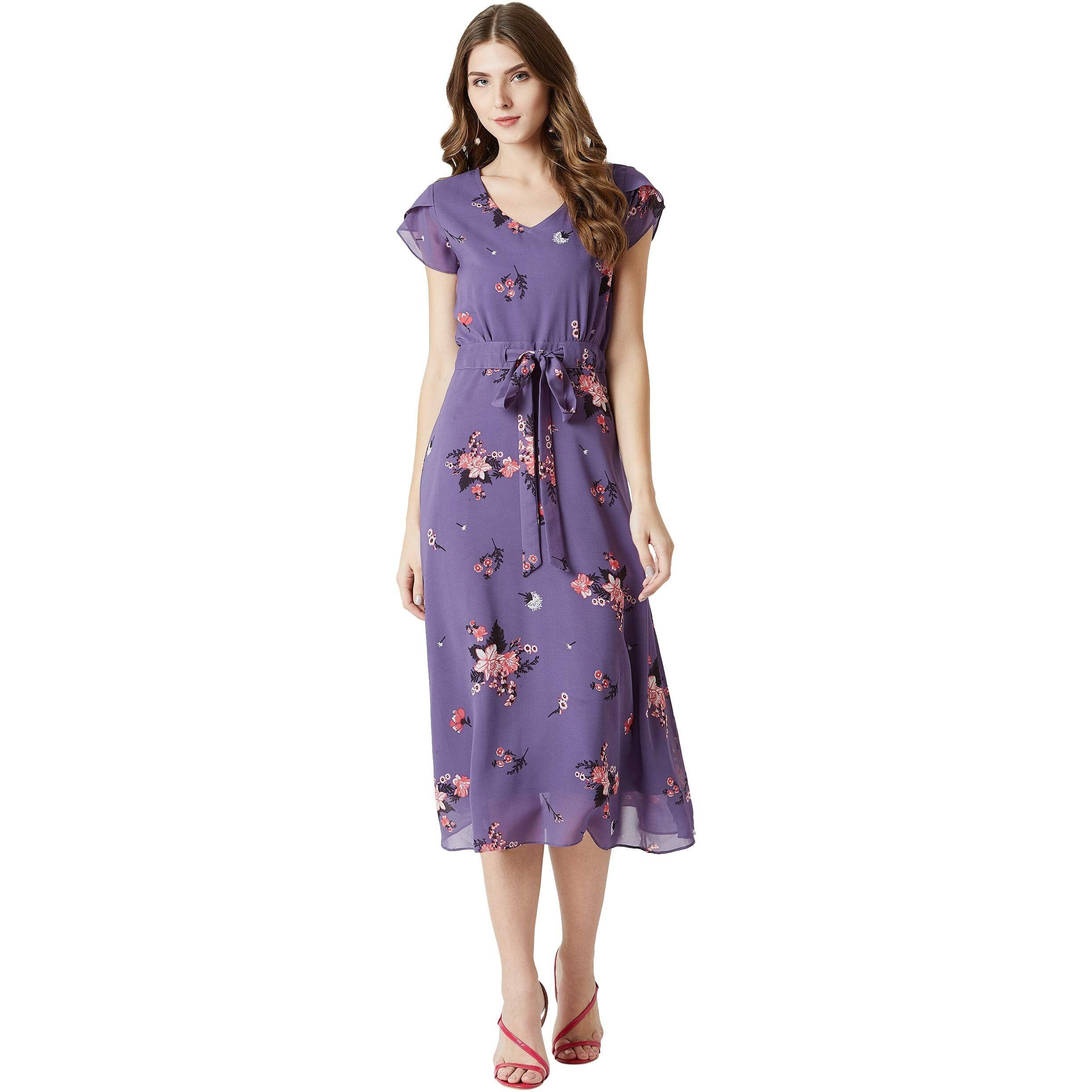 Miss Chase Women's Georgette A-Line Dress(Mcss19D12-95-190-03,Multicolor-Base Purple,Small)