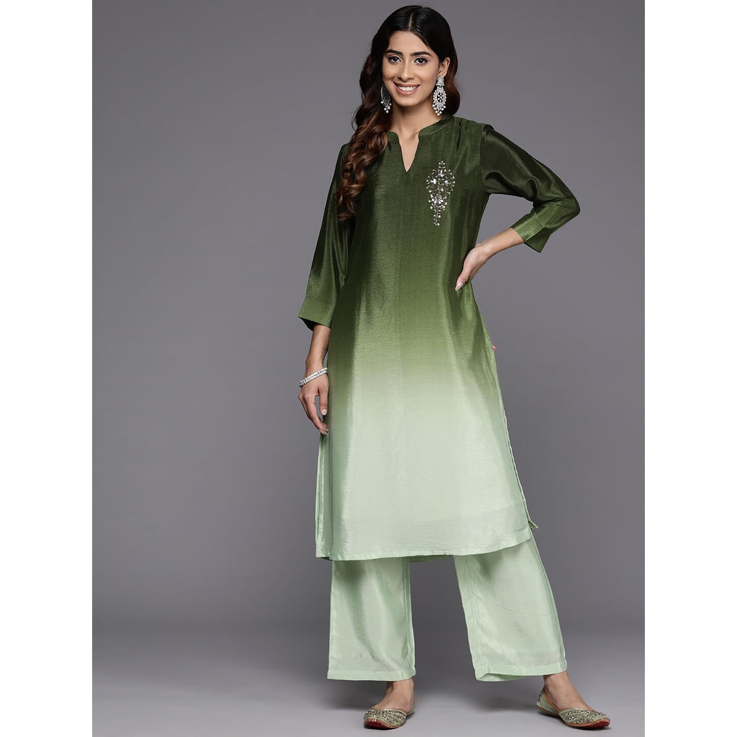 Varanga Women Teal Printed Round Neck Straight Kurta Paired With Kurta Bottom Set And Dupatta Set  Women Kurta Set With Dupatta  Stylish Kurti Set For Women (Double Extra Large)