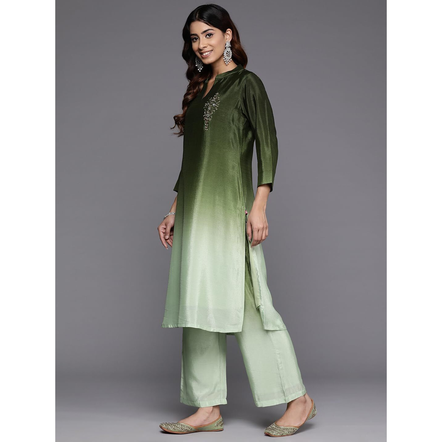 Varanga Women Teal Printed Round Neck Straight Kurta Paired With Kurta Bottom Set And Dupatta Set  Women Kurta Set With Dupatta  Stylish Kurti Set For Women (Double Extra Large)