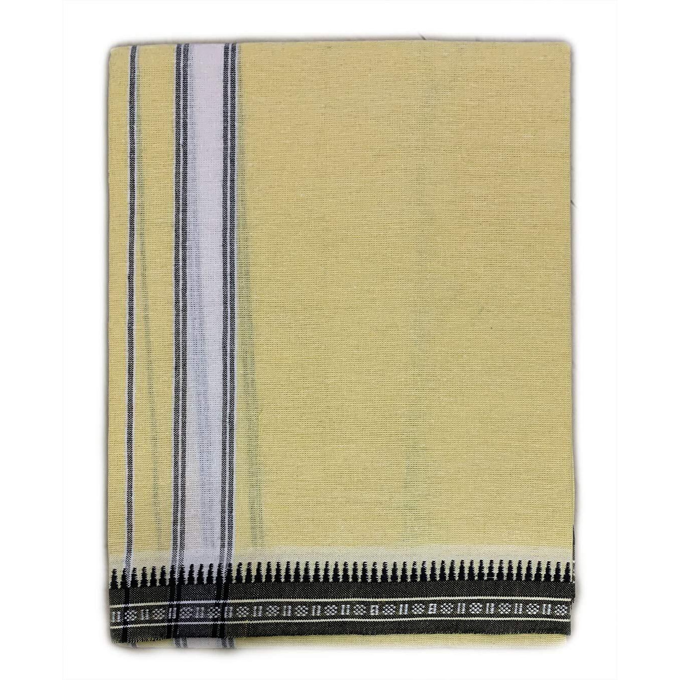 Prakasam Cotton Mens Single (1.28 X 2.00 Mtrs) Colour Thalapathi Border Dhoties Single Dhoties (Cream)