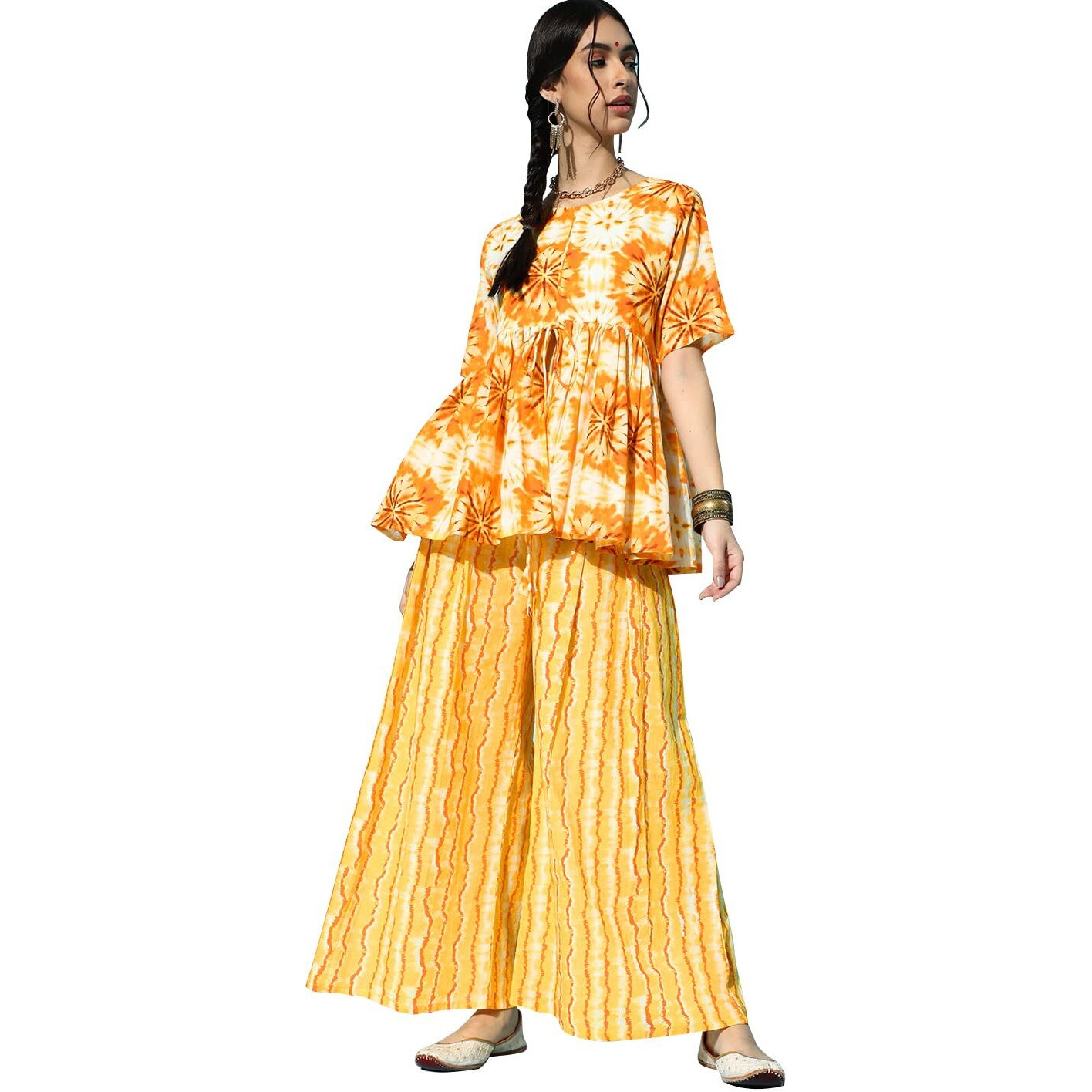 Ziyaa Women's Cotton Salwar Suit Set (Zikuco3592Andpl- Orange_3Xl)