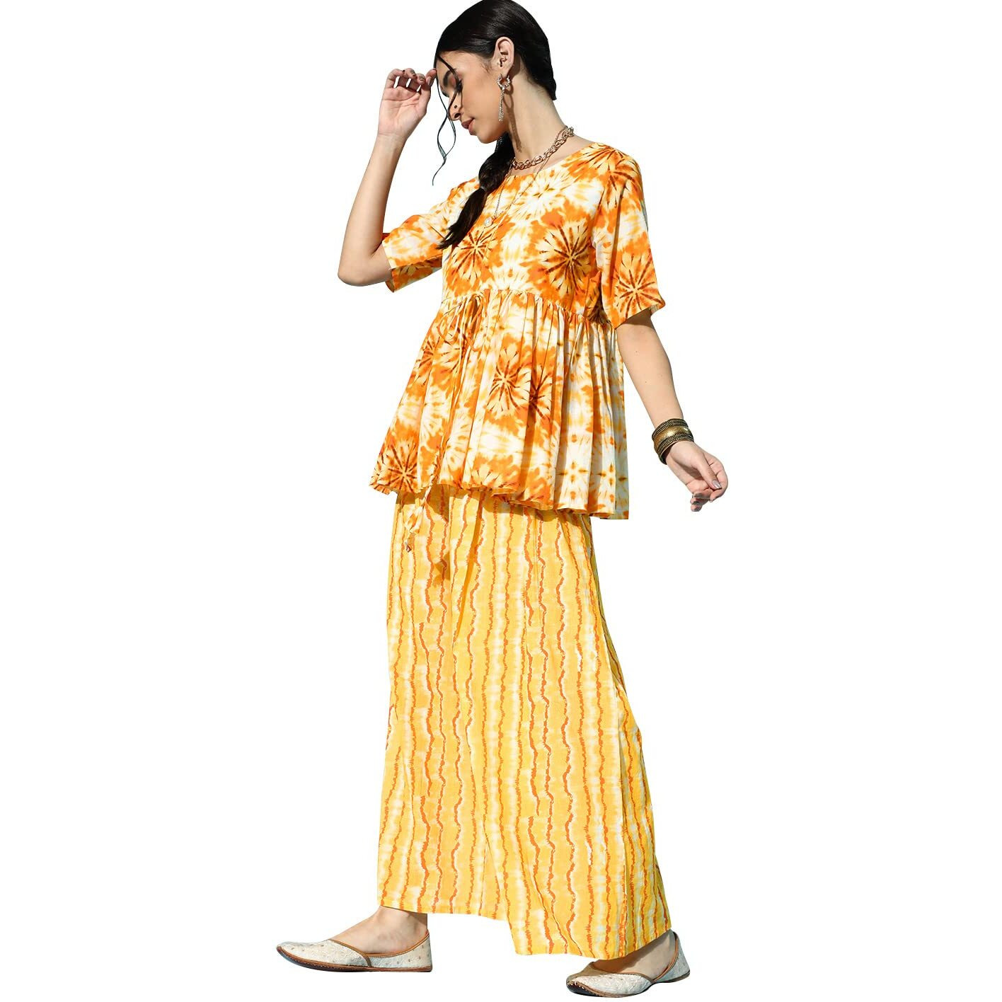 Ziyaa Women's Cotton Salwar Suit Set (Zikuco3592Andpl- Orange_3Xl)