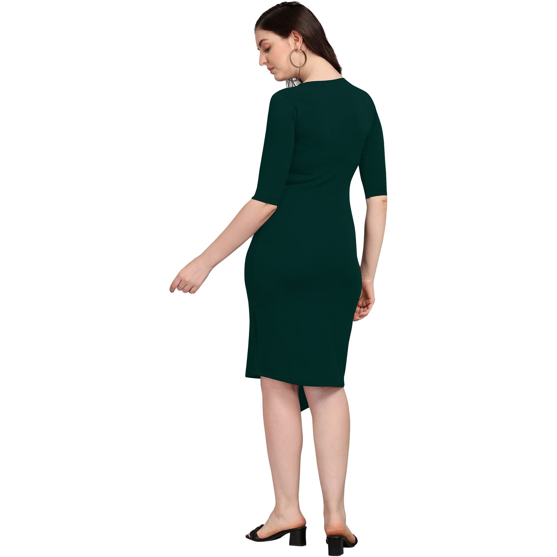 Purvaja Women's Corduroy Bodycon Knee Length Dress (Ruby-125-Gn-Xl_Green