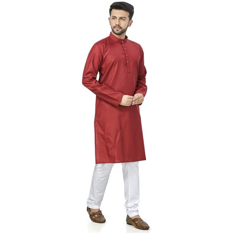 Be Active Men's Solid Red Kurta Set || Men Kurta Pajama || Men Kurta Pajama Set || Kurta Pajama For Men (N-Rfsk0001 9 Set M)