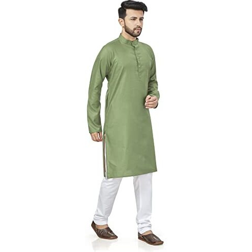 Be Active 100% Cotton Stylish Trendy Solid Pattern Full Sleeve Comfortable Men's Kurta Pyjama Set Gives Rich Look Rfsk0001_31_Set_S Light Green
