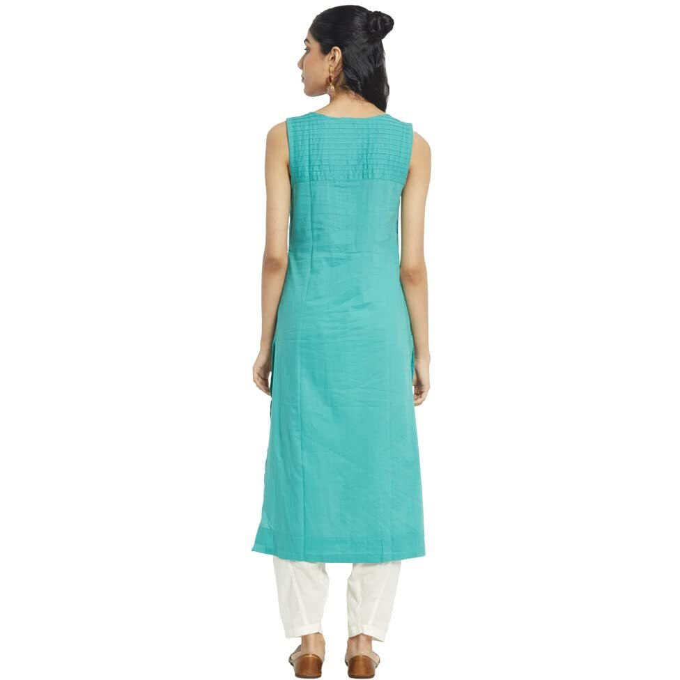 Fabindia Women's Cotton Slim Kurta (10713570Bu_Blue_Xs)