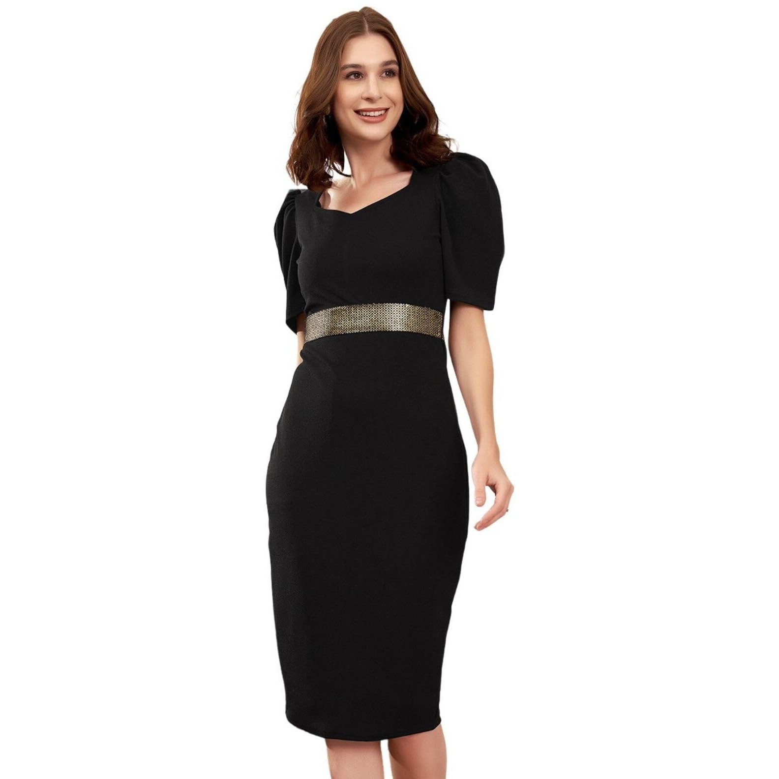 Selvia Western Dress For Women|Lycra Western Dress For Women|Bodycon Dress For Women|One Piece Dress For Women (719Dtk11734N-M_Black)