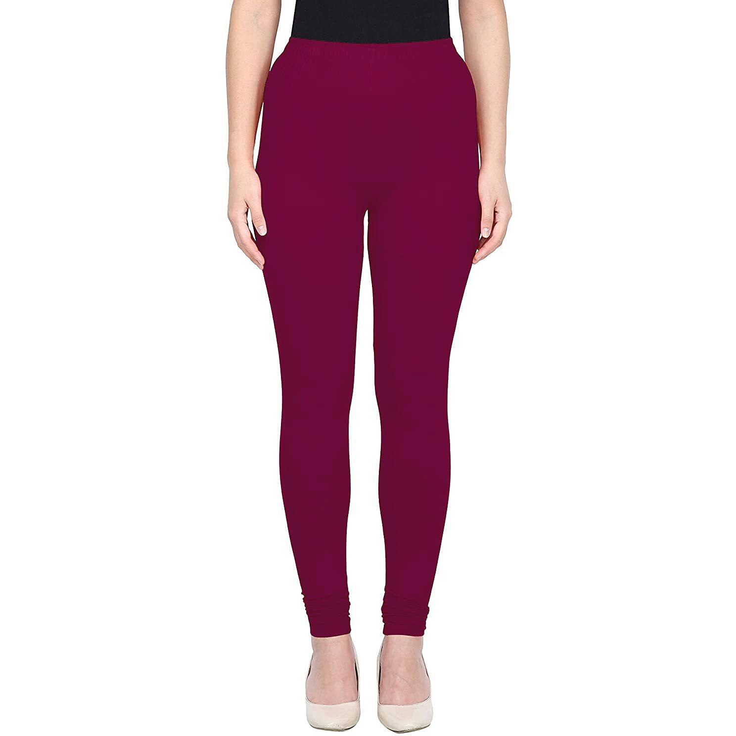 Shasmi Women's Stretch Leggings Chudidar Purple Magenta 41 Maroon_M