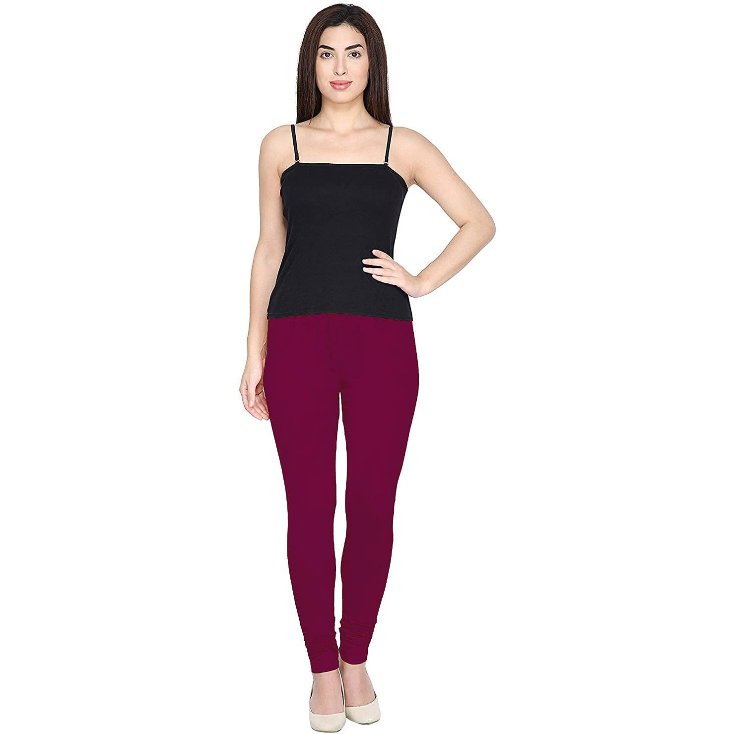 Shasmi Women's Stretch Leggings Chudidar Purple Magenta 41 Maroon_M