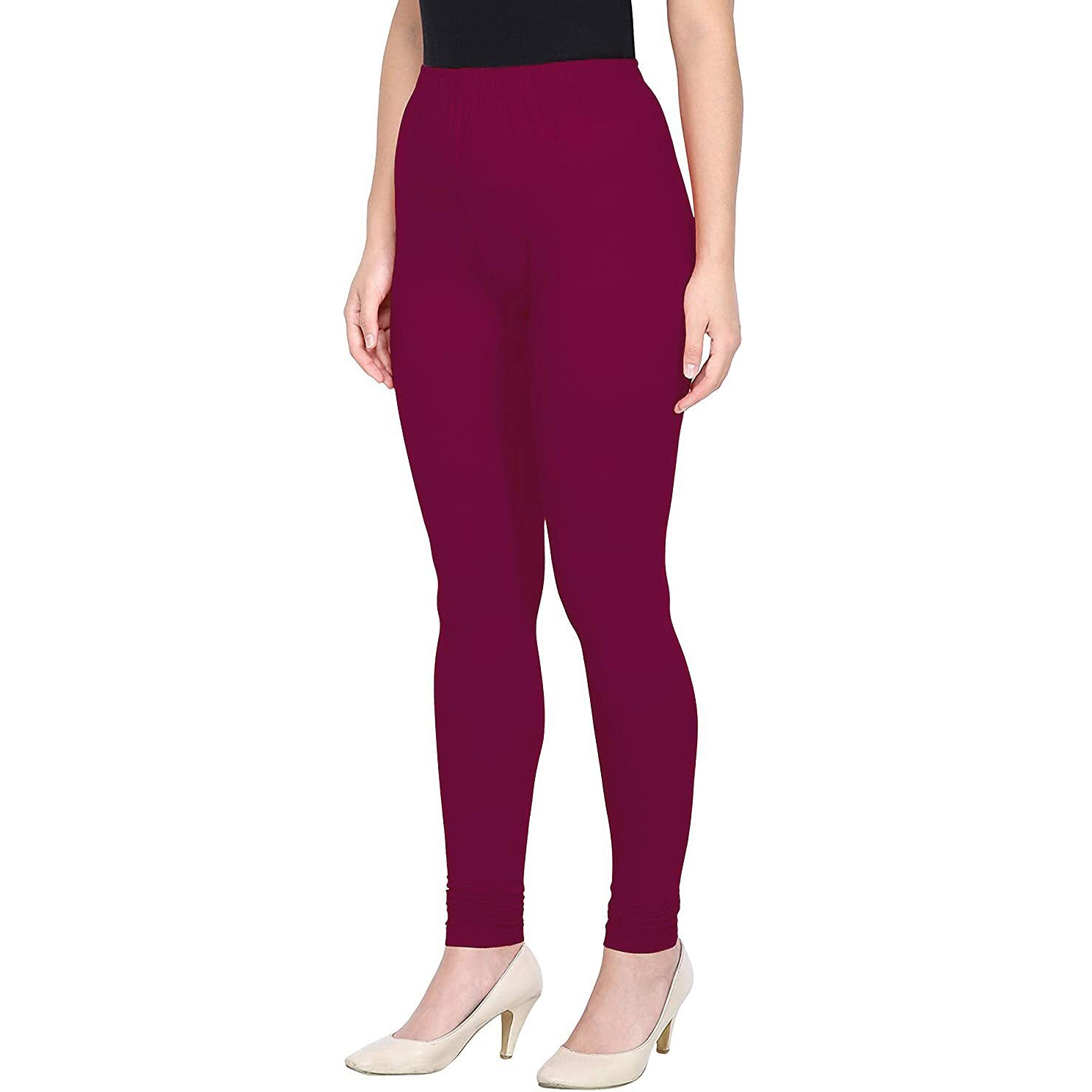 Shasmi Women's Stretch Leggings Chudidar Purple Magenta 41 Maroon_M