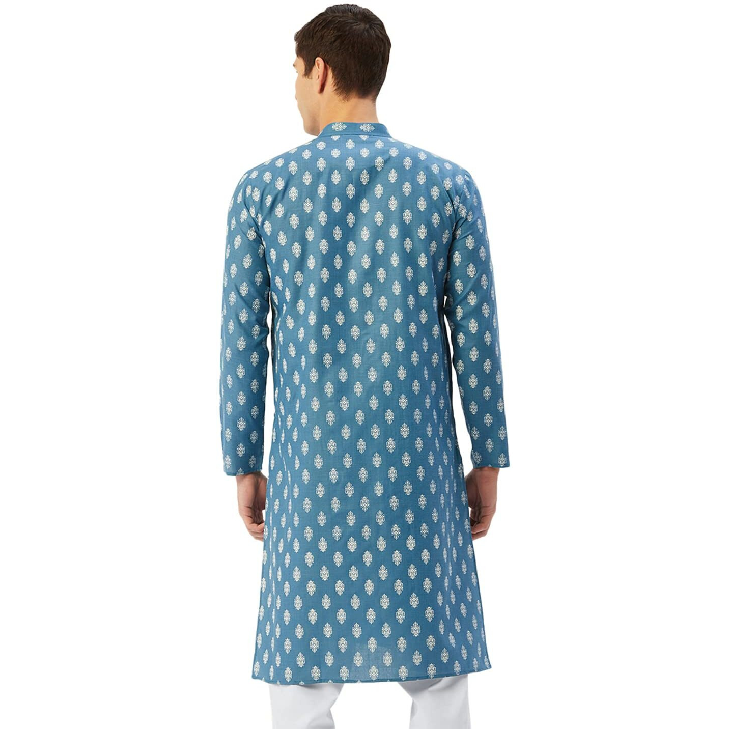 Jompers Men's Cotton Floral Printed Kurta Pyjama Set. (Teal, L)