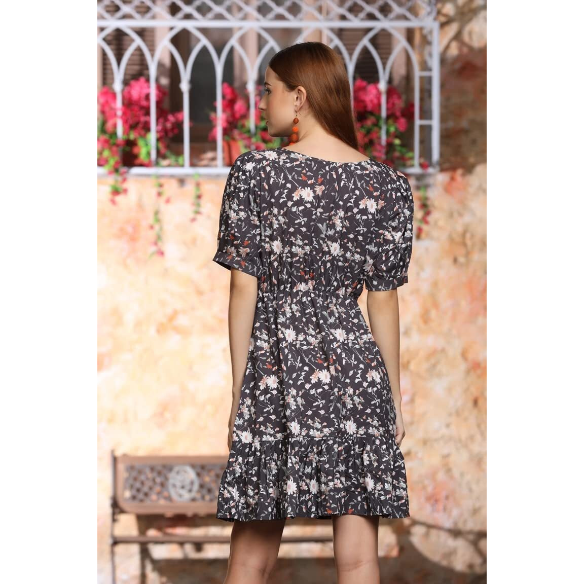 Om Sai Latest Creation Western Dresses For Women |A-Line Knee-Length Dress | Indo Western Dress For Women| Short Dress (X-Large, Black)