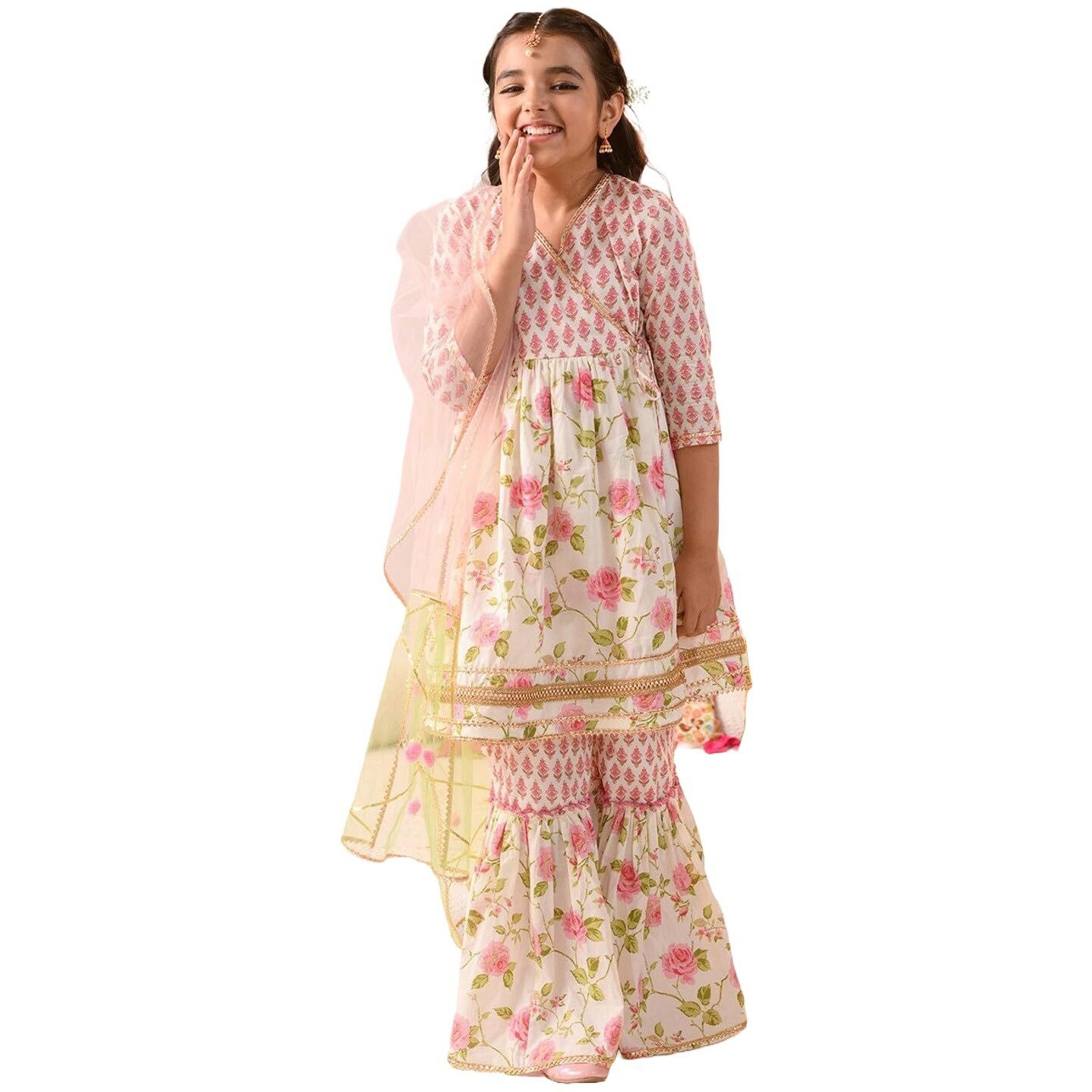 Preneum Girl's Cotton Salwar Suit (Pn-KdssParent-3_Off White
