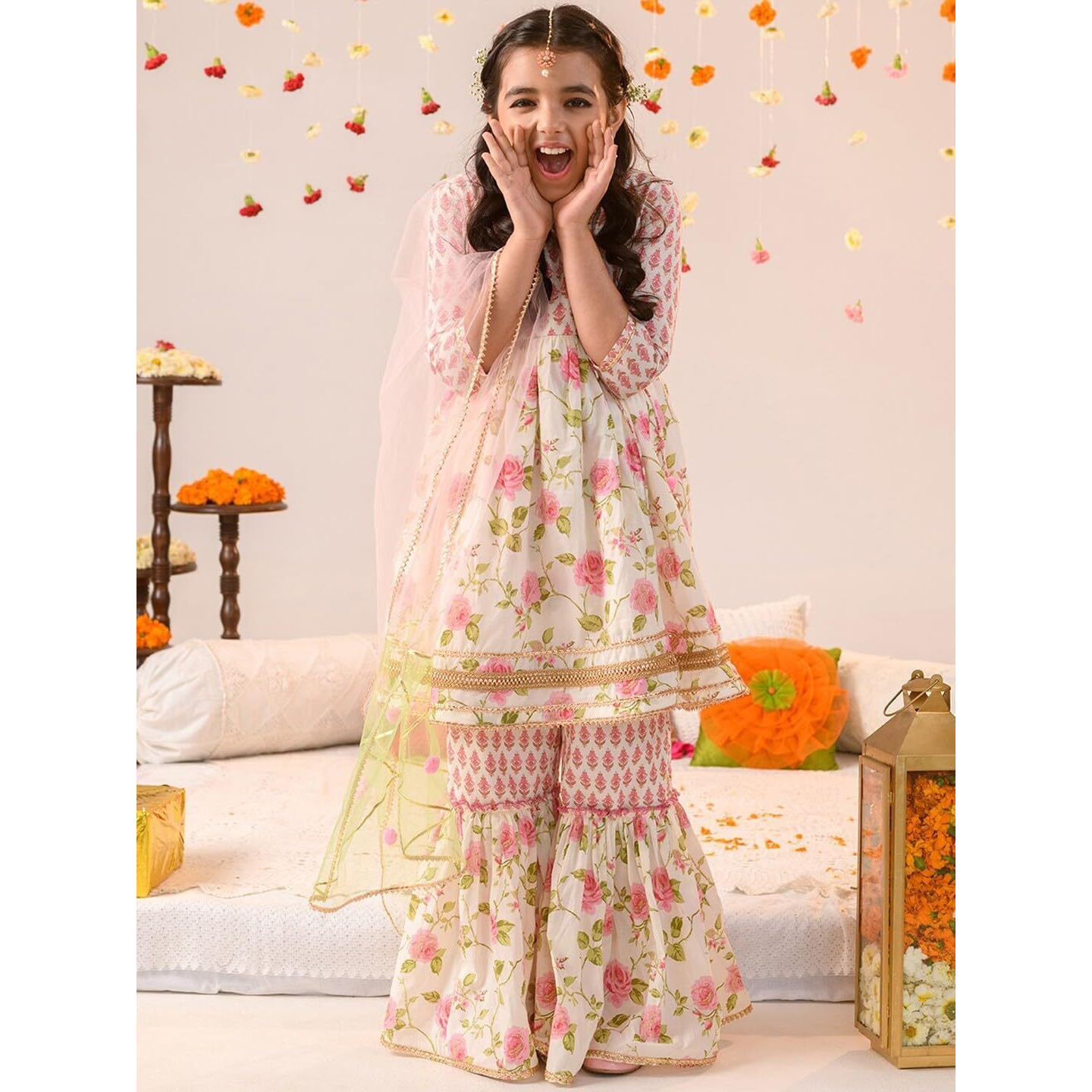 Preneum Girl's Cotton Salwar Suit (Pn-KdssParent-3_Off White