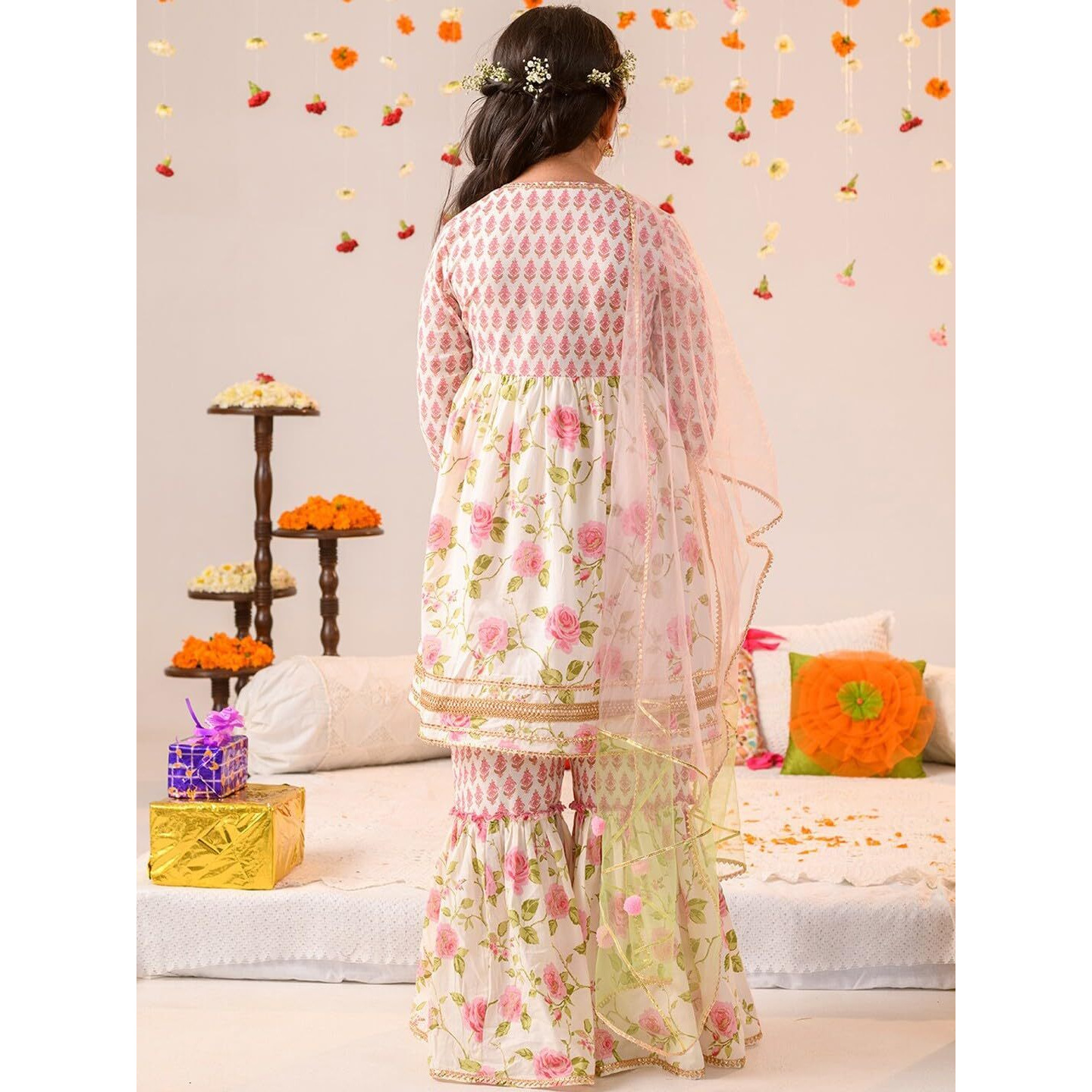 Preneum Girl's Cotton Salwar Suit (Pn-KdssParent-3_Off White