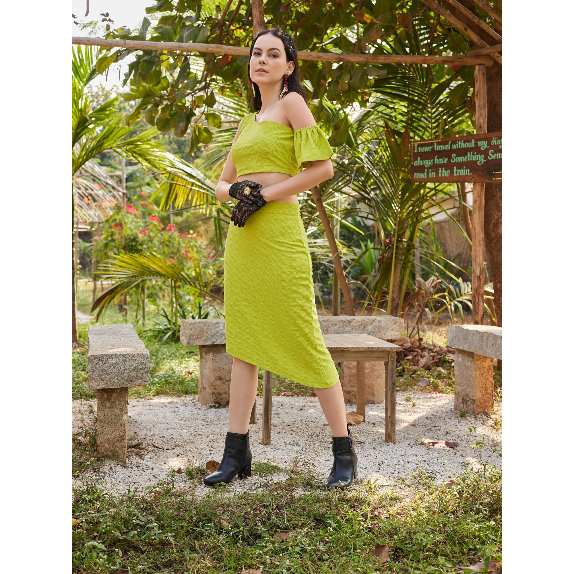 Purvaja Womens Midi Co-Ords (Luna-012-Lemon_Yellow_Small)