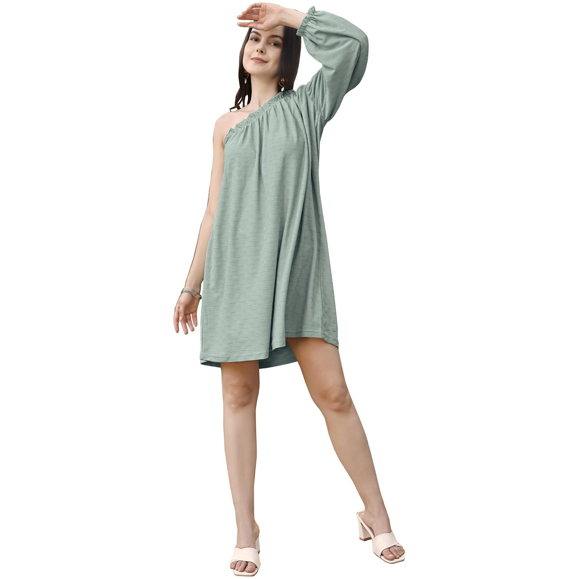 Purvaja Womens A-Line Above Knee Length Dress (Pixi-012-Pastel_Light Green_3X-Large)