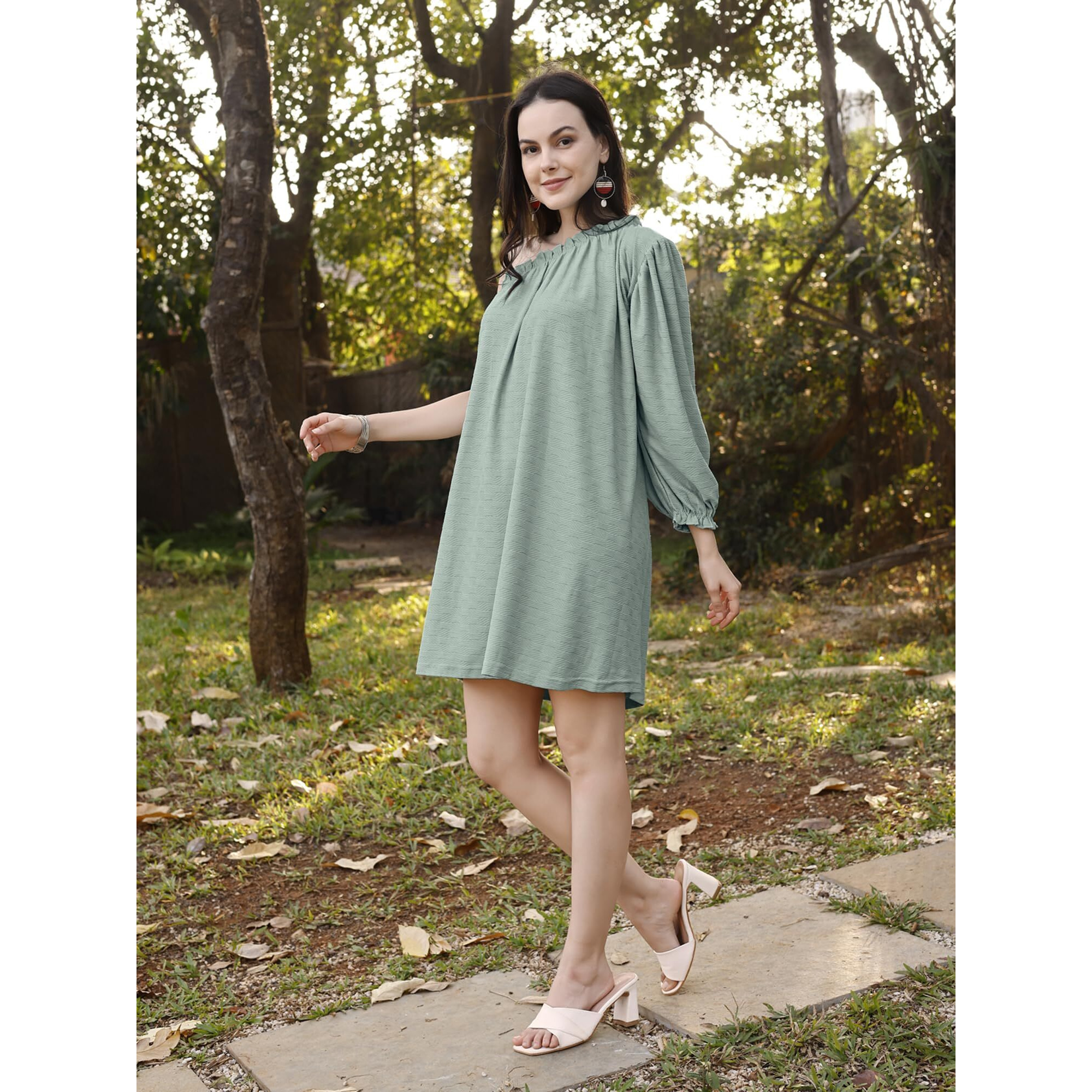 Purvaja Womens A-Line Above Knee Length Dress (Pixi-012-Pastel_Light Green_3X-Large)