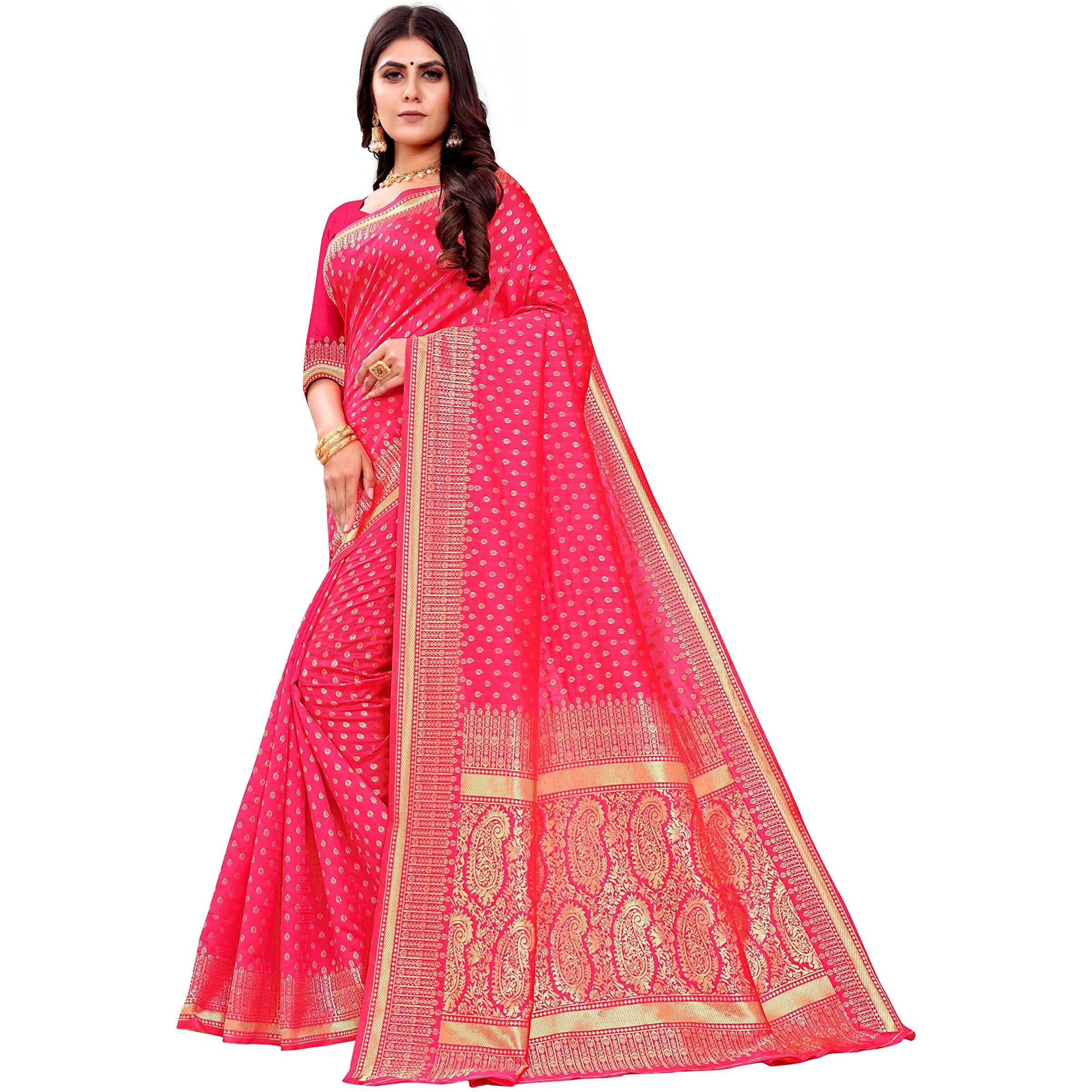 Shasmi Sarees Women's Art Silk Gajari Kanchipuram Saree (San Pari 123 Gajari)